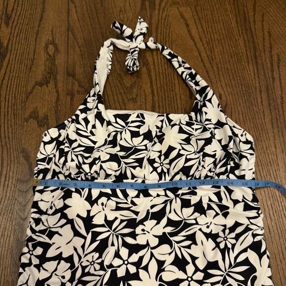 Lands End Womens Black White Floral Halter Tankini Swim Suit Top Plus Size 14 - Picture 7 of 7